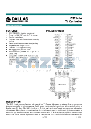 DS2141AN datasheet - T1 Controller