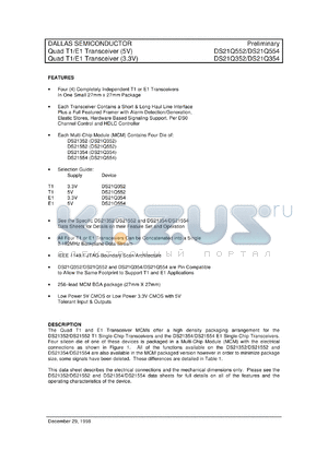 DS21Q554N datasheet - Quad E1 Transceiver (5V/3.3V)