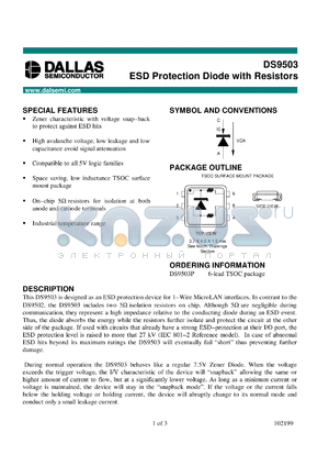 DS9503X datasheet - ESD Protection Diode with Resistors