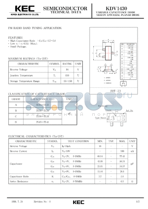 KDV1430D datasheet - Silicon diode for FM radio band tuning applications