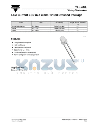 TLLY4401 datasheet - Low current Yellow (585 nm) LED