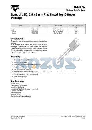 TLSY5101 datasheet - Yellow (585 nm) symbol LED