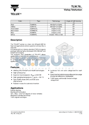 TLWB7600 datasheet - TELUX Blue(465nm) LED