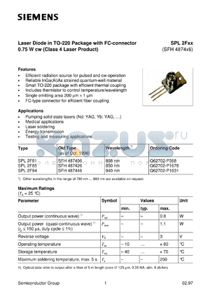 SFH487406 datasheet - Laser diode with FC-connector