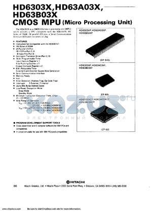 HD63B03XCP datasheet - 2MHz CMOS micro processing unit (MPU)