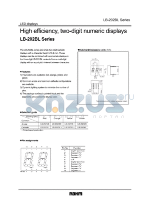 LB-202YL datasheet - High efficiency, two-digit numeric display