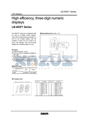 LB-403VF1 datasheet - High efficiency, three-digit numeric display