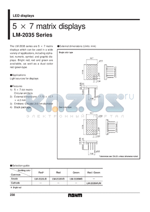 LM-2035VB datasheet - 5x7 matrix display