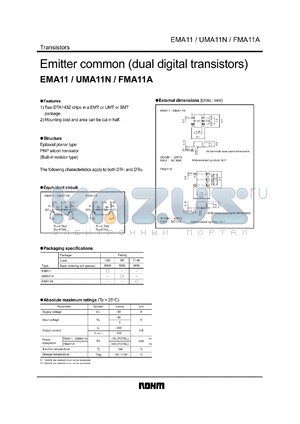 UMA11 datasheet - Dual digital PNP transistor, emitter common