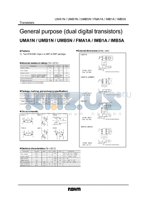 UMB5N datasheet - Dual digital PNP transistor, general purpose