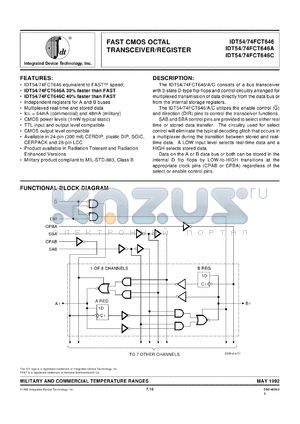 IDT75FCT646L datasheet - Fast CMOS octal transceiver/register