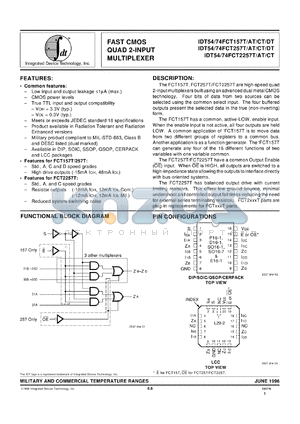 IDT54157DTQB datasheet - Fast CMOS quad 2-input multiplexer