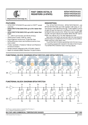 IDT74FCT534AE datasheet - Fast CMOS octal D register (3-state)