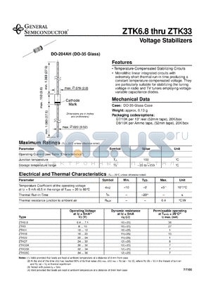 ZTK22 datasheet - Voltage Stabilizer
