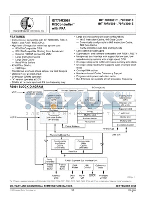 IDT79R3081E50PFB datasheet - RIScontroller with FPA