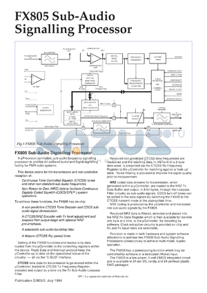 FX805LS datasheet - Sub-audio signalling processor