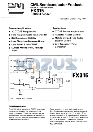 FX315LG datasheet - CTCSS encoder