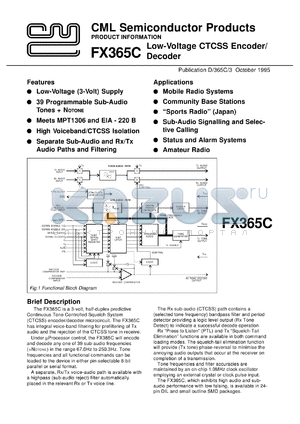 FX365CDW datasheet - Low-voltage CTCSS encoder/decoder