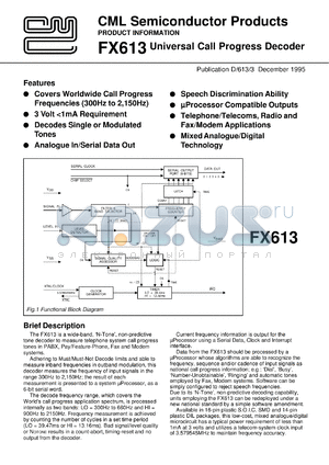 FX613P datasheet - Universal call progress decoder
