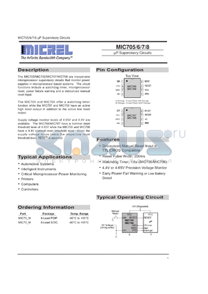 MIC708N datasheet - µP Supervisory Circuits