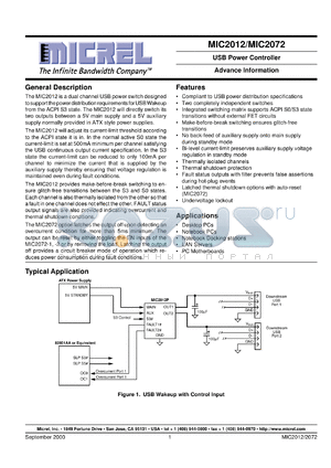 MIC2072PCM datasheet - USB Power Controller