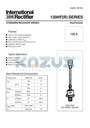 130HF120PV datasheet - Standard recovery diode