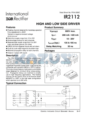 IR2112-2 datasheet - High and low side driver