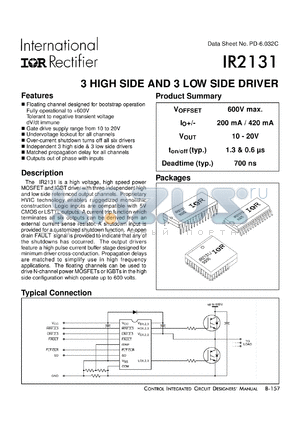 IR2131J datasheet - 3 high side and 3 low side driver