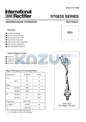 ST083S10PFK2 datasheet - Inverter grade thyristor