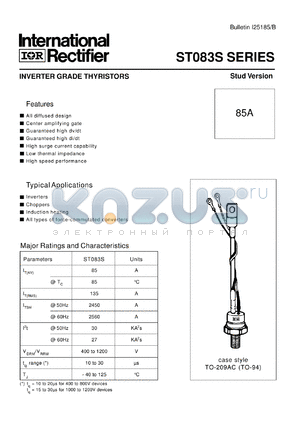 ST083S08PFK2L datasheet - Inverter grade thyristor