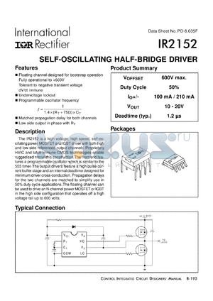 IR2152S datasheet - Self-oscillating half-bridge driver