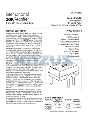 PVA3354 datasheet - BOSFET photovoltaic relay