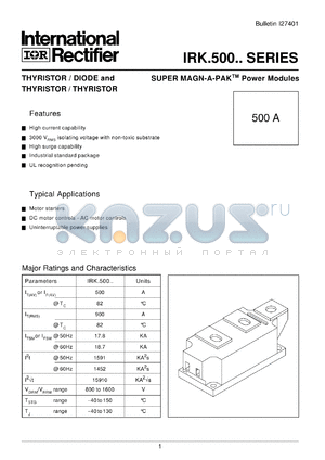 IRKL50016 datasheet - Thyristor/diode and thyristor/thyristor