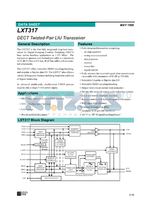 LXT317NE datasheet - DECT twisted-pair LIU transceiver