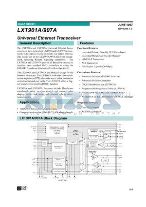 LXT901A/907ALC datasheet - Universal ethernet transceiver