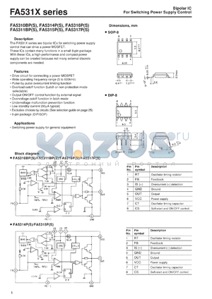 FA5310BS datasheet - Bipolar IC for switching power supply control