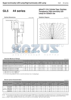 GL5HJ44 datasheet - Super-luminosity LED lamp/high-luminosity LED lamp