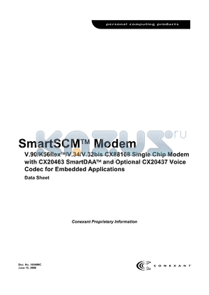 CX88168SCM datasheet - Smart SCM modem
