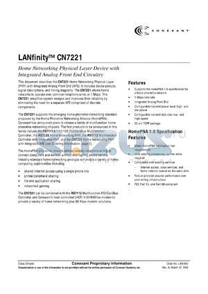 RS7111A-LAN datasheet - Home networking physical layer device