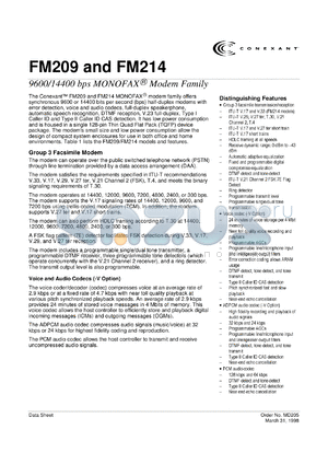 FC100 datasheet - Modem family