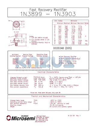 1N3900R datasheet - Fast Rectifier (100-500ns)