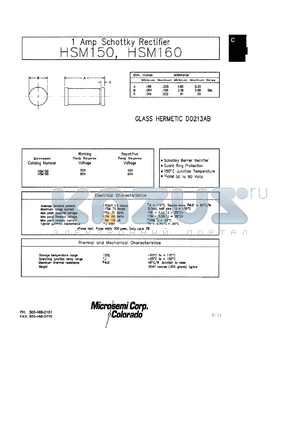 HSM160MELF datasheet - Schottky Rectifier