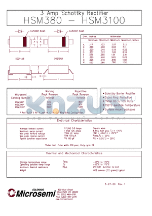 HSM380J datasheet - Schottky Rectifier