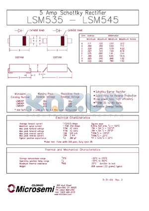 LSM535G datasheet - Schottky Rectifier