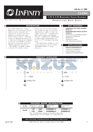 LX1004C-2.5LP datasheet - Voltage Reference - Micropower