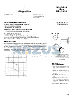 MLL5913C datasheet - Zener Voltage Regulator Diode