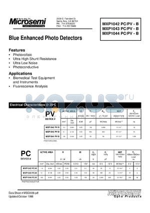MXP1042PV-BL datasheet - Photovoltaic Detectors