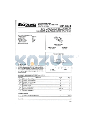 SD1495-03 datasheet - RF NPN Transistor