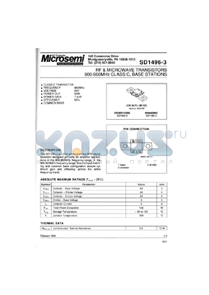 SD1496-03 datasheet - RF NPN Transistor