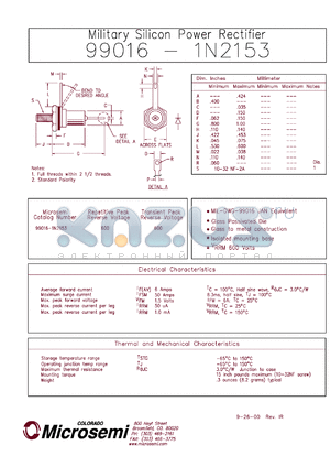 1N2153 datasheet - Standard Rectifier (trr more than 500ns)